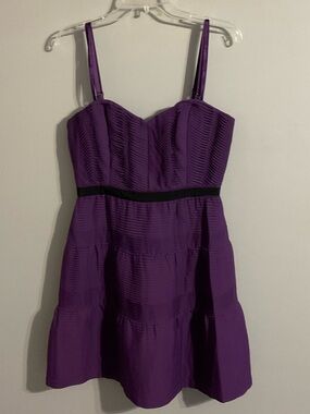 BCBGMaxAzria Purple and Black Semi-Formal Cocktail Dress Size 10